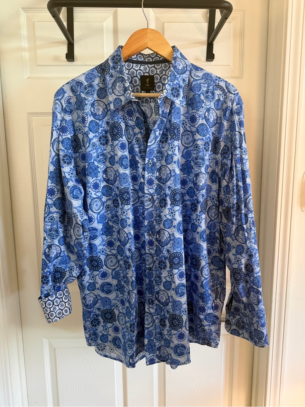 1 Like No Other Men's Nautical Compass Print Button Down Shirt - XL